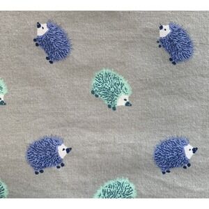 VTG MARTHA STEWART‎ Gray STANDARD PILLOWCASE w/ Blue & Green HEDGEHOGS